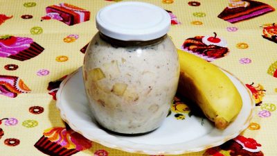 Овсянка с бананом и медом в банке
