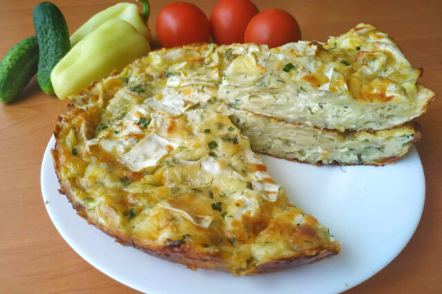 Сырный пирог из лаваша и зелени