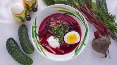 Диетический свекольник без картофеля с чесноком