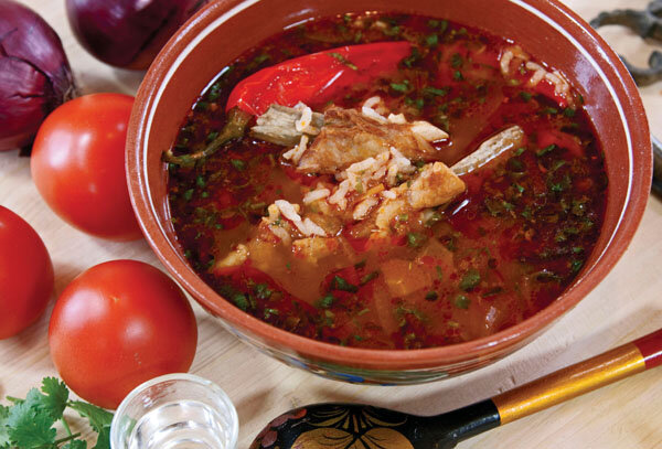 Говяжий суп харчо с болгарским перцем в мультиварке