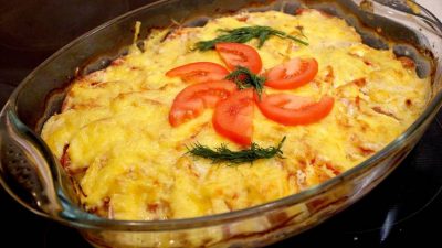 Индейка по-французски с картофелем и грибами