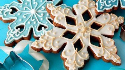 Новогоднее печенье «Снежинки» в глазури