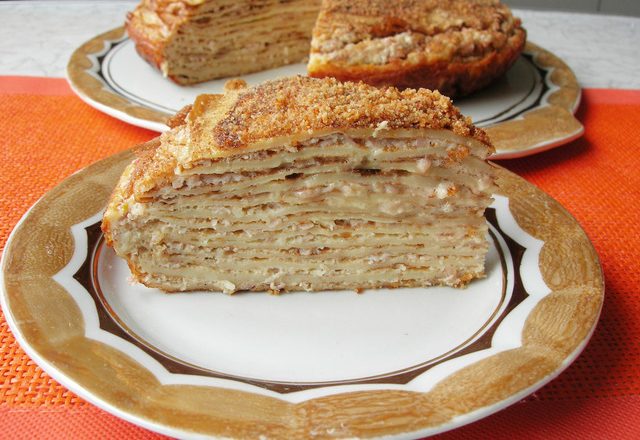 Венгерский блинный закусочный торт с ветчиной