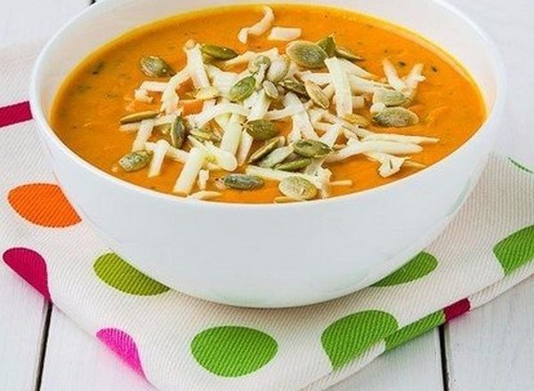 Сливочный крем-суп из запеченной тыквы с чесноком