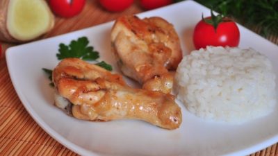 Курица в пиве с рисом и картофелем