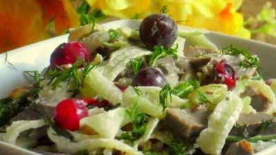 Салат с говяжьем сердцем и редькой