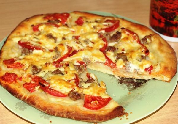 Пицца на сковороде на кефире - рецепты с фото