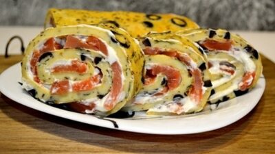 Закусочный рулет «Леопардовый» с красной рыбой