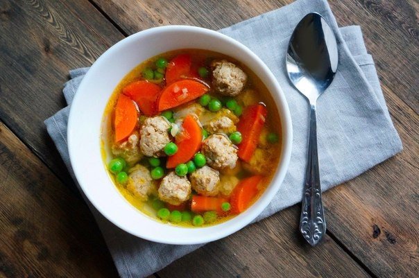 Суп с куриными фрикадельками и рисом: рецепт - Лайфхакер