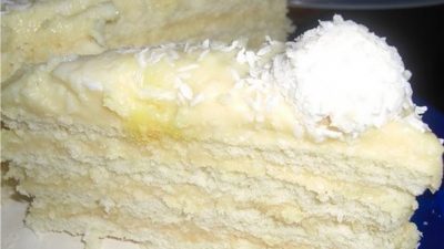 Лимонный торт из зефира и печенья с заварным кремом