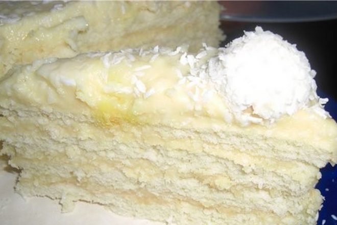 Лимонный торт из зефира и печенья с заварным кремом