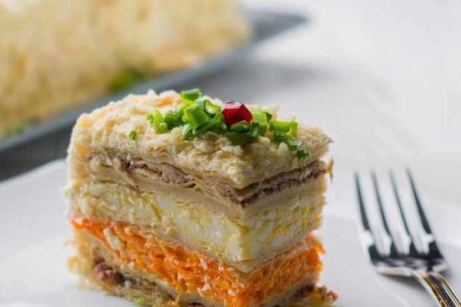 Рыбный торт Наполеон, пошаговый рецепт с фото на ккал