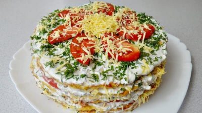 Овощной торт из кабачков с сыром
