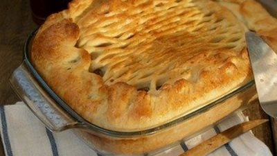 Творожный пирог с картофелем и грибами