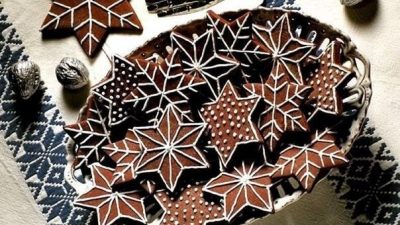 Новогоднее печенье «Шоколадные снежинки» с глазурью