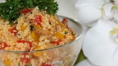 Кускус с баклажанами и чесноком