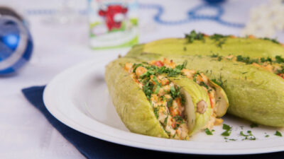 Цукини с курицей грибами и плавленым сыром