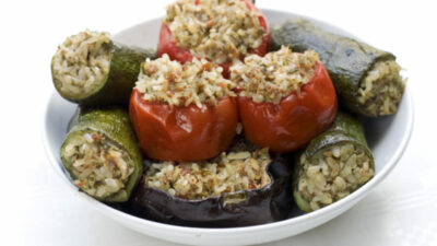 Фаршированные перцы с баклажанами и кабачками