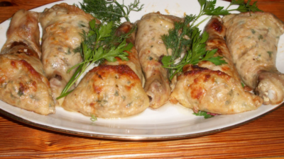 Фаршированные окорочка с субпродуктами