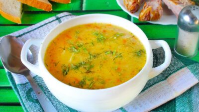 Горохово-сливочный суп с яблоком