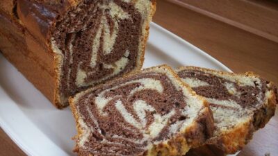 Мраморный кекс на сливках в духовке