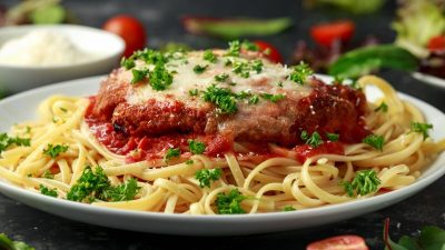 Паста «Альфредо» с курицей и базиликом