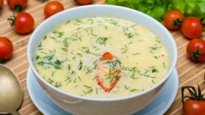 Молочный суп с кабачками и рисом