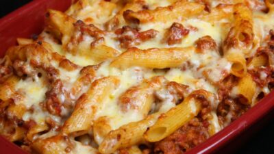 Запеканка из макарон с фаршем под сыром в духовке