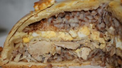 Курник с гребешками, грибами и гречкой