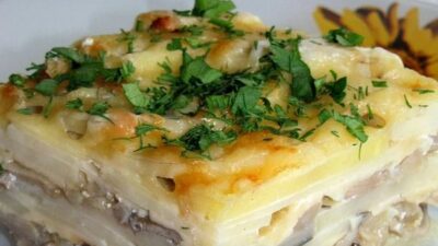 Картофельно-грибная запеканка со сливками