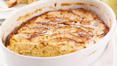 Нежное творожное суфле с яблоками в микроволновке