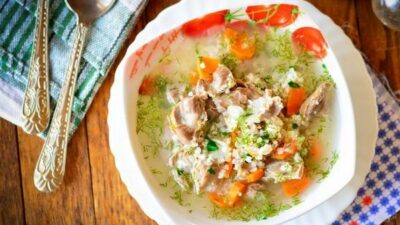 Суп из куриных желудков с пшеном и картофелем