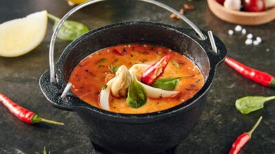 Суп из хека с апельсинами и овощами