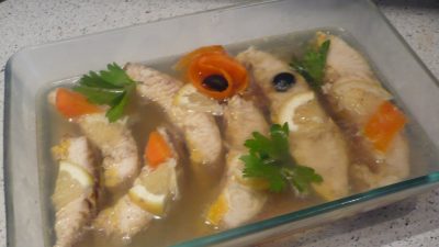 Заливной судак с лимончиком