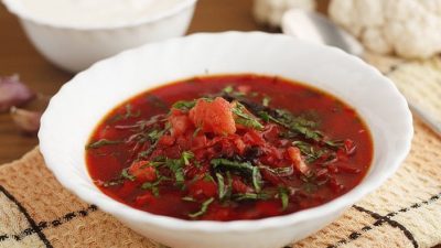 Постный борщ с ржаными галушками