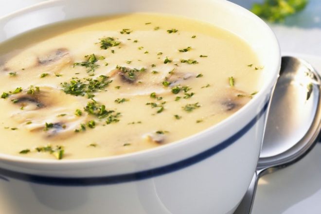 Грибной крем-суп с фасолью