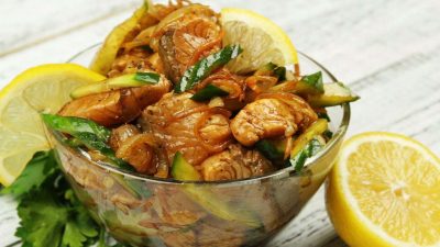Салат Хе из филе карпа с огурцами