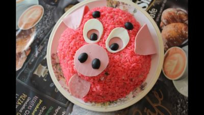 Салат «Свинка» с тунцом, рисом и крабовыми палочками