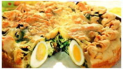 Пирог со щавелем и яйцами без духовки