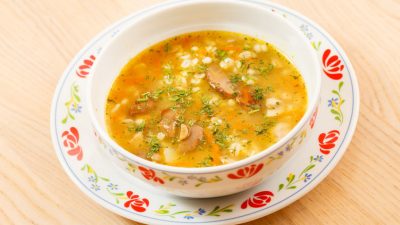 Перловый суп на рыбном бульоне