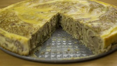 Блинчатый пирог с фаршем в духовке