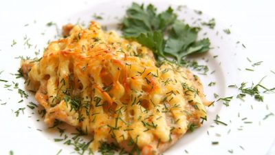Горбуша в маринаде под сырной корочкой