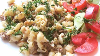 Классические макароны по-флотски с куриным фаршем