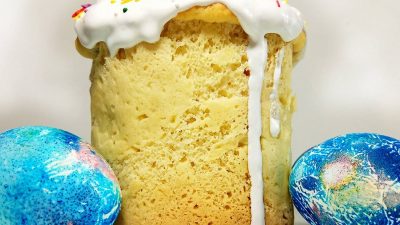 Пасхальный сдобный кулич на сгущенном молоке