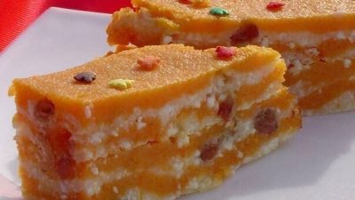 Запеченная тыква с творогом и изюмом