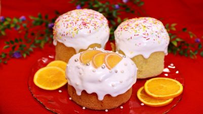 Творожный кулич с изюмом и апельсином без дрожжей