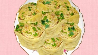 Оригинальные манты с мясом и капустой