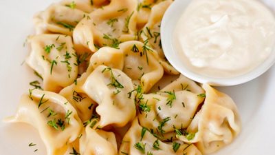 Вареники с грибами и жареной капустой