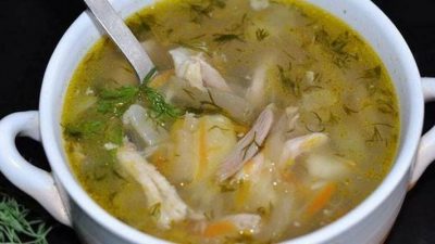 Рассольник из индейки с рисом