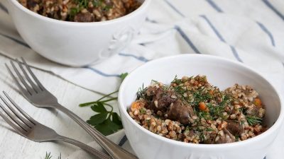 Гречка со стручковой фасолью и цукини